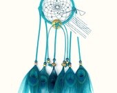 Turquoise Dream Catcher, Peacock Eyes Feathers