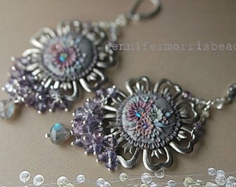 sugared violets - shimmering deco inspired garden earrings