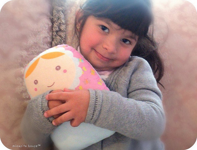 Carminita pastel butterfly --matryoshka doll/pillow/plush/softie/decor ---gde (pink)-- MADE TO ORDER