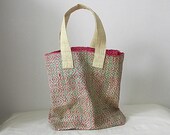 Sculptural tote bag no. 4 - in geometric pink and turquoise