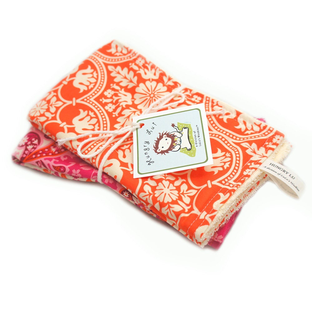 Baby Burp Cloths Tangerine Kaleidoscope Tile Soft Cotton Terry Cloth
