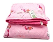 Pink Mermaid Play True Crib Blanket White Whales and Minky Dot Chenille