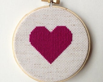 Heart Cross Stitch Hoop Art Embroidery