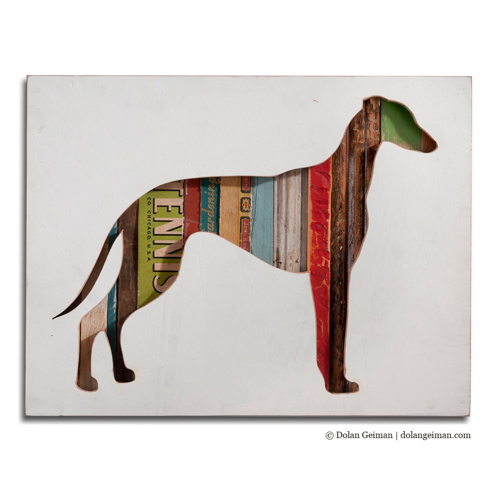 Greyhound Whippet Pet Dog Art, Dog Walk (Mini) Collection, Custom Silhouette, Made to Order