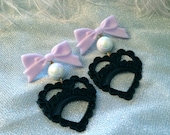 Lilac and Black Sweetheart Earrings
