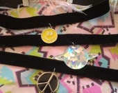 Totally Rad Black Velvet Chokers in Smiley Face, Planet, or Peace Sign