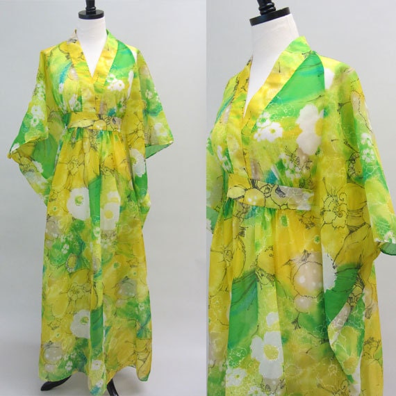 Vintage, Caftan, Lounge Dress, Georgie Keyloun, Bright, Summer