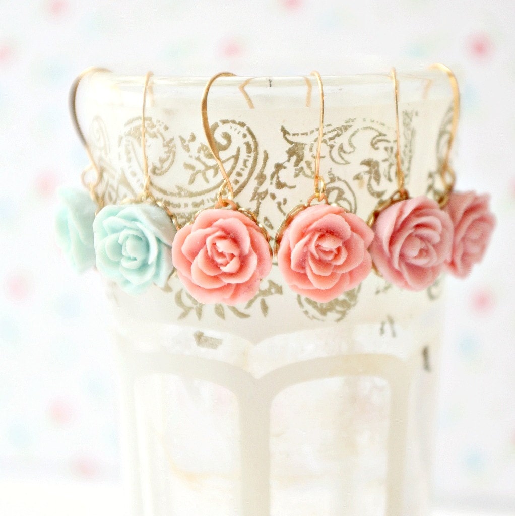 Little Garden Rose Dangle Earrings