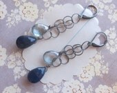 lexi earrings - navy chalcedony gemstone sterling silver