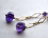 Purple Amethyst Long Dangle Earrings in 14k Gold Fill - Purple Gemstone Gold Jewelry