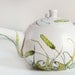 ready to ship - Hand Painted Ceramic Tea cups with Teapot - Grass Fields Collection