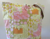 Midwest Modern Bright Pastel Quilted Log Cabin Tote Bag