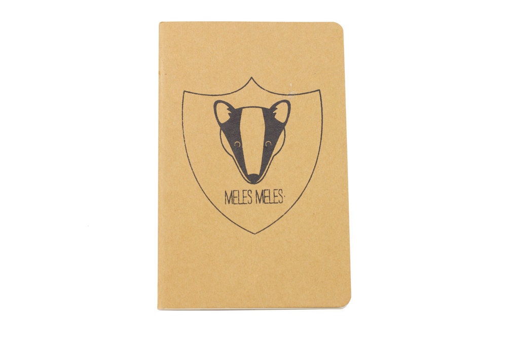 Badger Notebook Moleskine Meles Meles Screen Printed Pocket Cahier