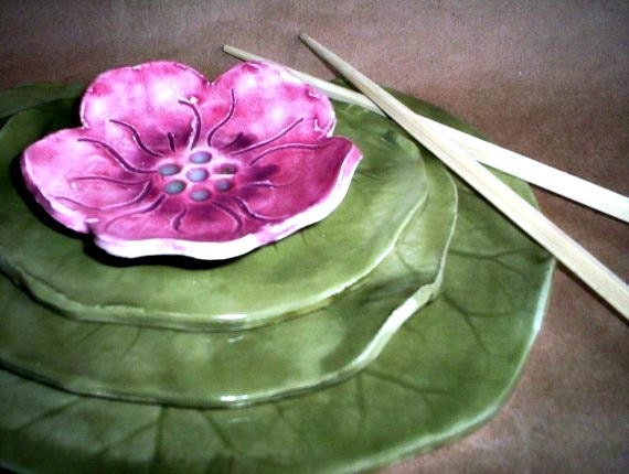 Ceramic Sushi Set Water Lily with Flower Bowl