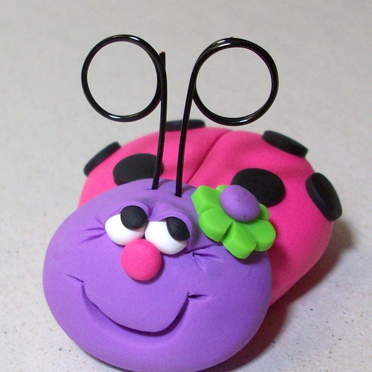 Lady bug balloon weight and photo/note holder: hot pink, purple, green