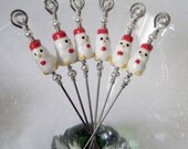 Red and White Chicken Stainless Steel Appetizer Picks - Red, White and Blue Stars