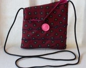 Necktie minibag pouch, red, blue, pink, upcycled