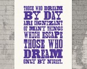 Silkscreen Typography Poster Screenprint - Edgar Allan Poe