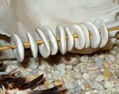10 matte off white ceramic pinch disc beads - handformed earthy organic shape beads