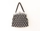 Vintage Black and White Beaded Bag