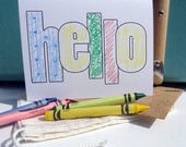 Coloring "Hello" Notecards and envelopes - BULK set of 20 (no crayons or fabric bag)