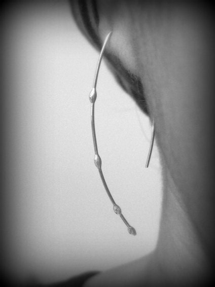 Silver Dewdrops Earrings on silver stem