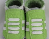 Mini Toes soft sole leather BABY crib shoes lime green running pick your size