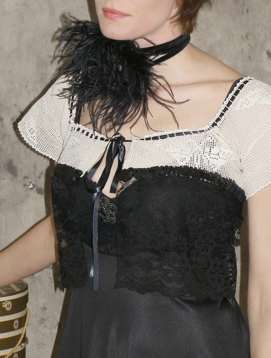 Butterflies and Black Lace Boho Shrug- One of a Kind