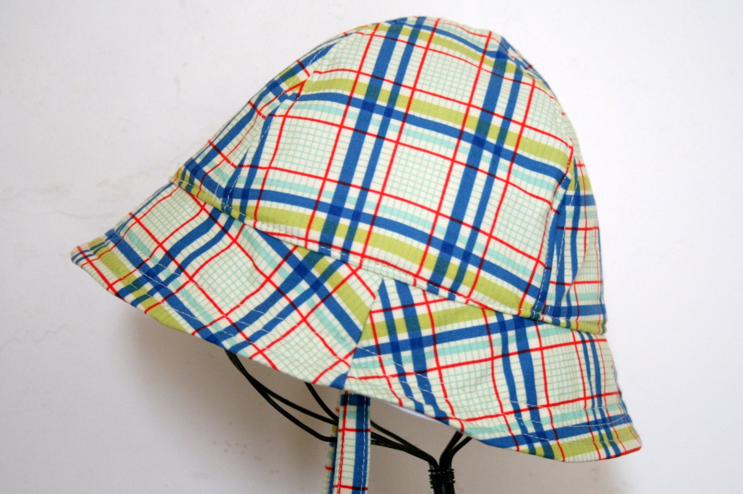 Blue and Red Plaid Baby or Toddler Boy Sunhat
