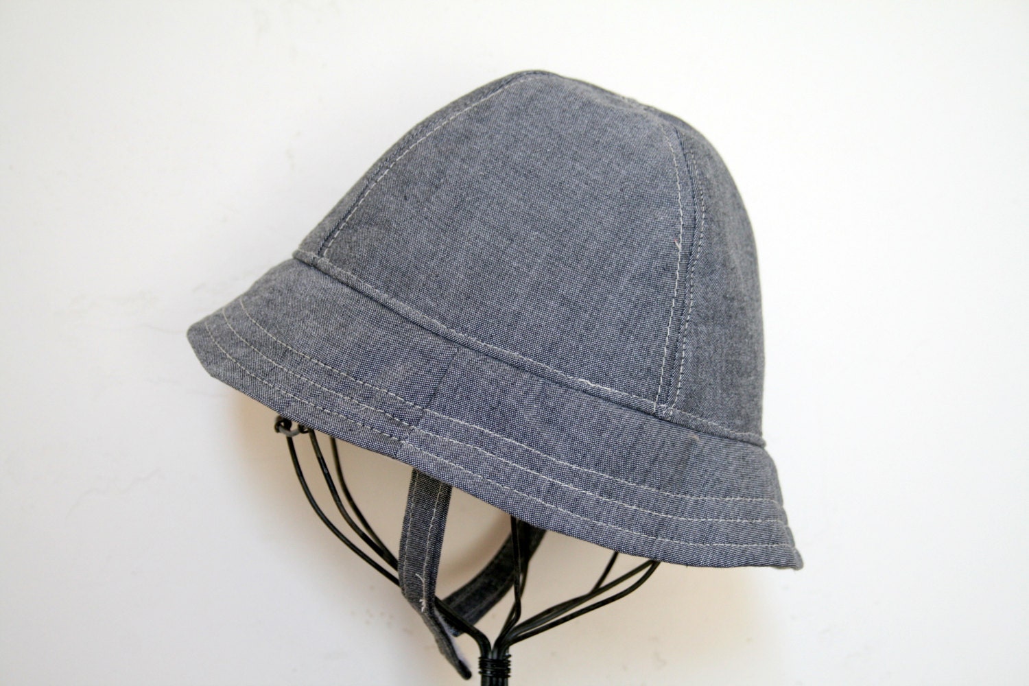 Grey Chambray Baby or Toddler Boy Sunhat, Lightweight Denim