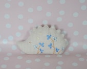 Tiny Happy Hedgehog with Light Blue Flowers