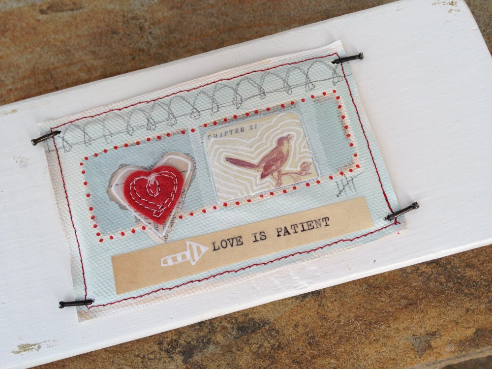 Wood Block Collage--Love is Patient