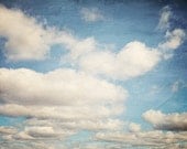 Up Above - Dreamy Summer Photography, Blue Sky, White Cloud Print, Nursery Decor, Nature, Air,