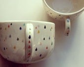 SINGLE - rain drop latte mug - hand painted with lovely colorful drops