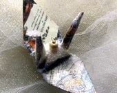 Class of 2013 Peace Crane Wedding Cake Topper Party Favor Origami Ornament Graduation Japanese Paper Bird World Map Nautical Decor