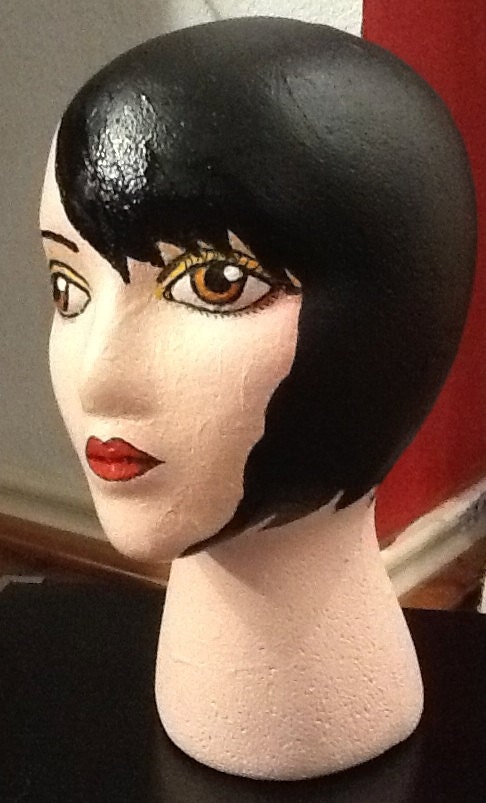 Mannequin Display Head - Black hair / Amber eyes