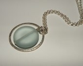 Necklace - Sterling Silver and Pale Blue Faux Sea Glass Pendant - summer fashion - spring fashion jewelry trends