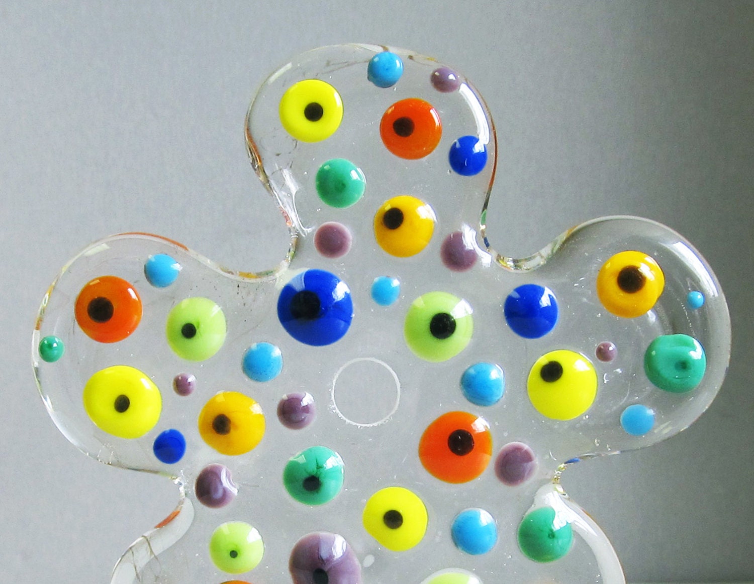 Rainbow Dotty Fresh Flower Slider--Handmade Lampwork Glass Beads