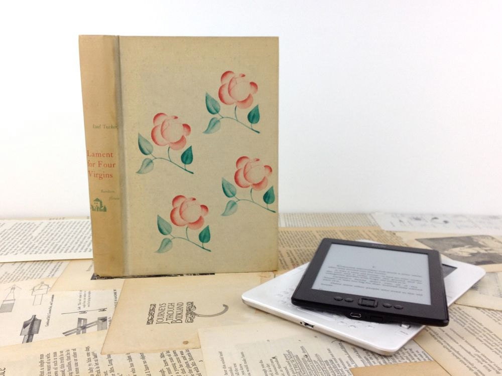 Lament for Four Virgins Custom Kindle cover, Nook cover or iPad mini cover - custom device case custom from recycled vintage book