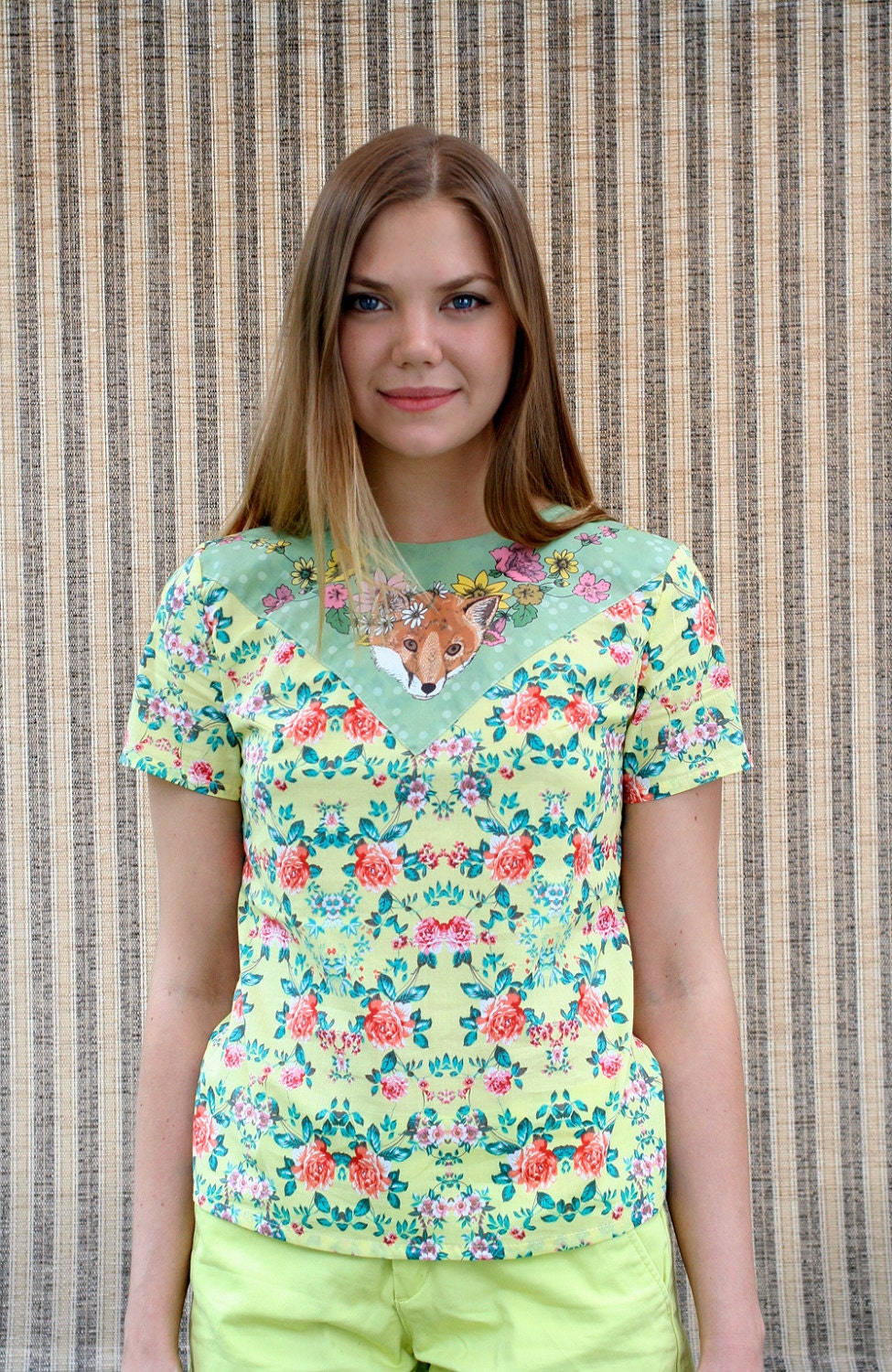 floral fox print shirt Supayana Small, Medium, and Large