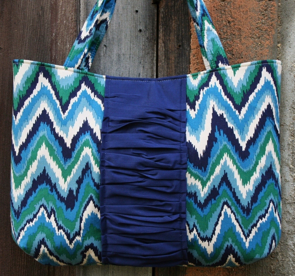 Blue Chevron and Ruffle Purse