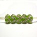 Handmade Lampwork Glass Beads in Etched Silvered Ivory Waves on Light Spring Green set of 5 - Silvered Frosty Lime