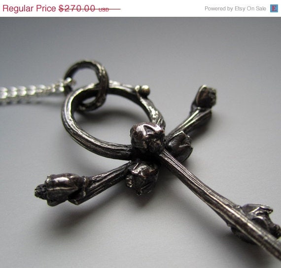 Ankh, sterling silver twig pendant, twig jewelry with twig bail, Made to order
