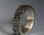 Men's Tree Trunk ring, sterling silver, 6mm, your size, rugged man's band