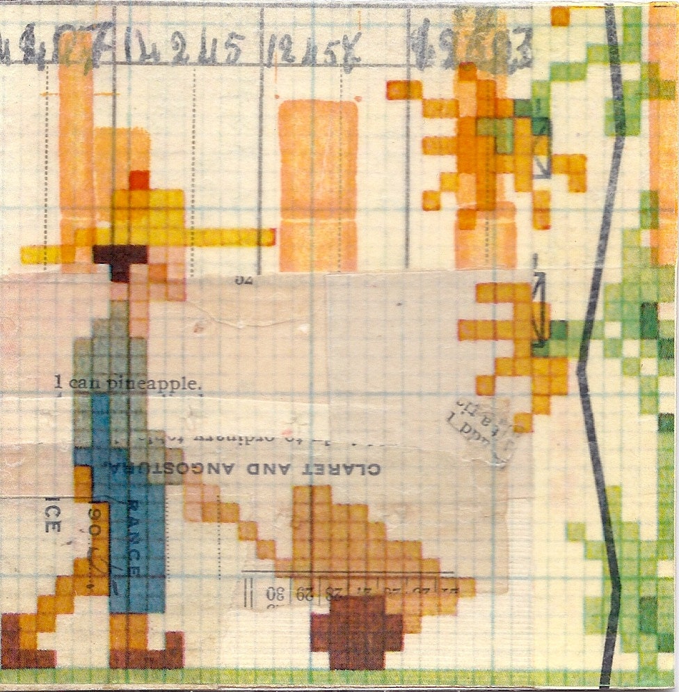 Small, One-of-a-Kind, Handmade Collage: Gardener with Wheelbarrow
