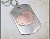 All Heart Copper and German Silver Dog Tag Style Necklace