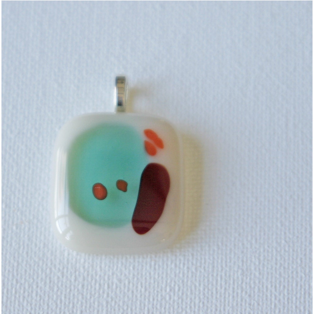 Abstract Fused Glass Pendant Necklace