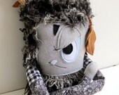 Lena the Grumpster - Hand sewn, plush hipster monster