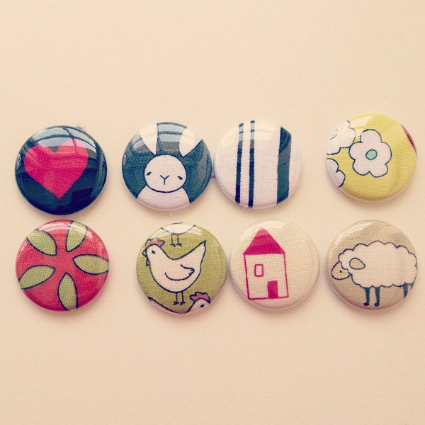 pins and magnets - assortment of 8 - neutral
