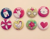 pins and magnets - assortment of 8 - bright